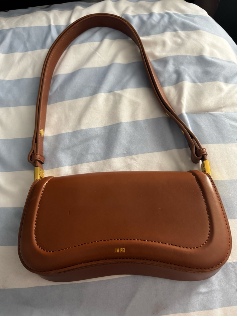 JW PEI Chestnut Brown Leather Crossbody Bag with Gold Hardware